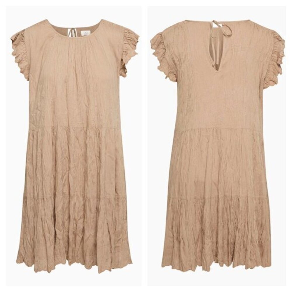 Wilfred Sidonie Tiered Babydoll Dress M Camel/Tan